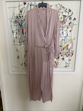 free People Silky Mauve Wrap Jumpsuit